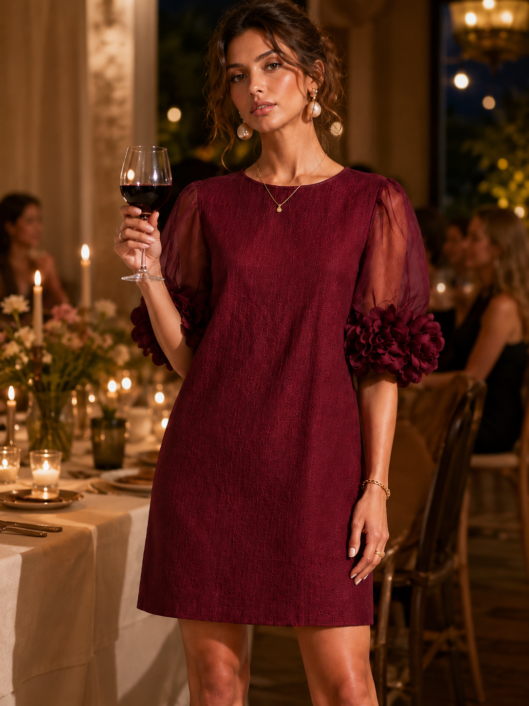 Philippa | Floral-cuff puff-sleeve mini dress 4
