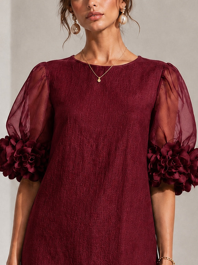 Philippa | Floral-cuff puff-sleeve mini dress 5