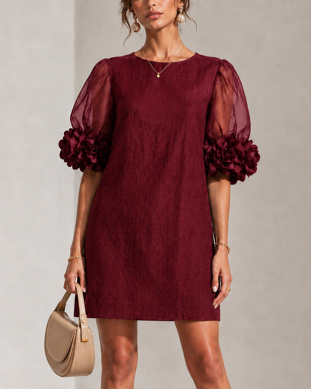Philippa | Floral-cuff puff-sleeve mini dress 7