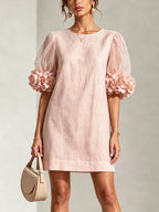 Annika | Floral-cuff puff-sleeve mini dress 7