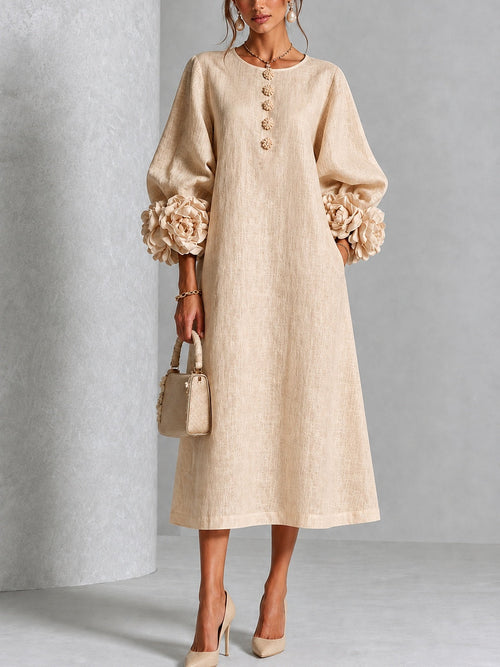 Rosanne | Rosette-cuff midi dress 1