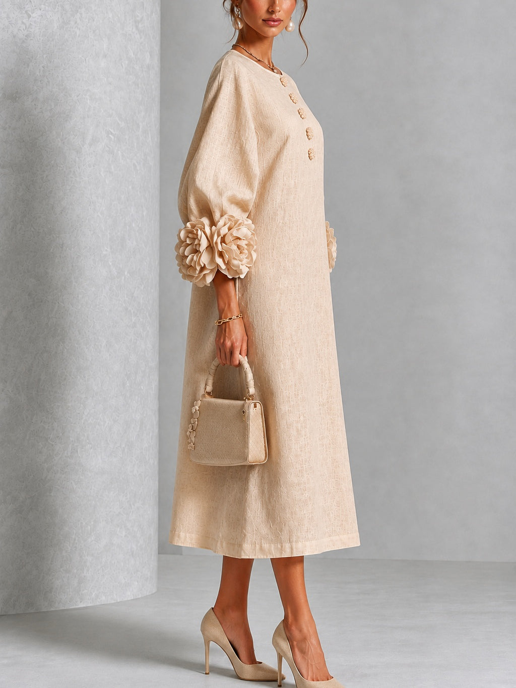 Rosanne | Rosette-cuff midi dress 2