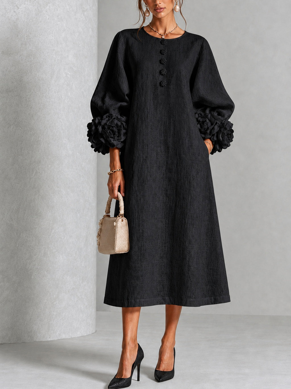 Amaya | Floral-cuff midi dress 5