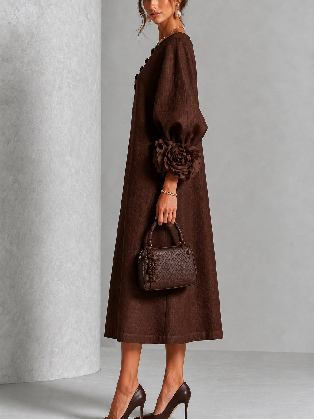 Beverly | Rosette-cuff midi dress 2