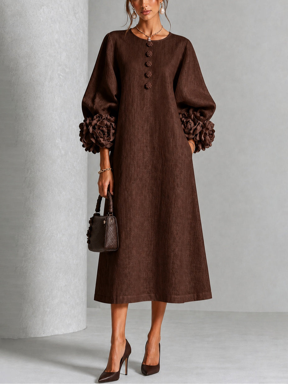 Beverly | Rosette-cuff midi dress 6