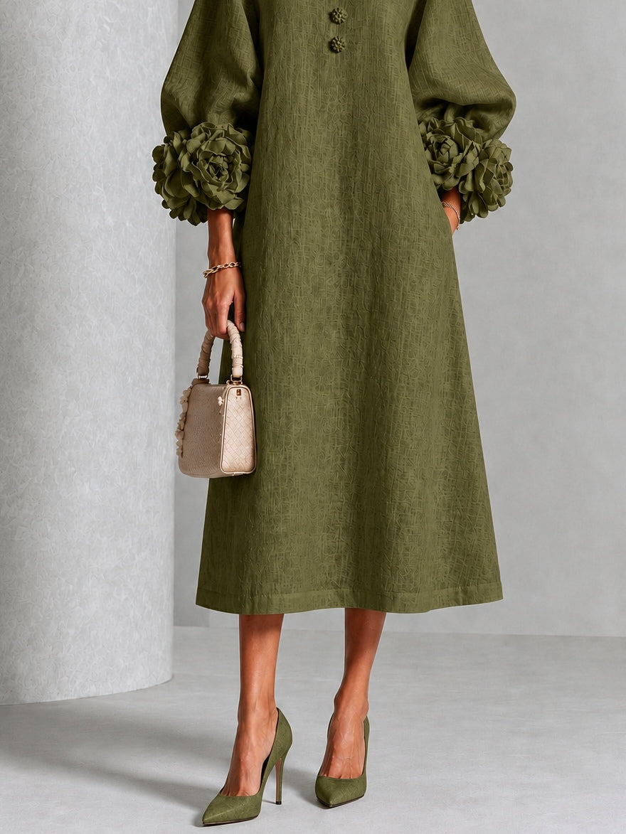 Wilhelmina | Floral-cuff midi dress 5