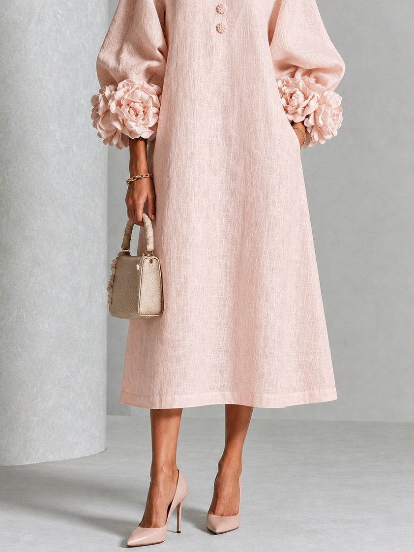 Rosetta | Floral-cuff buttoned midi dress 5