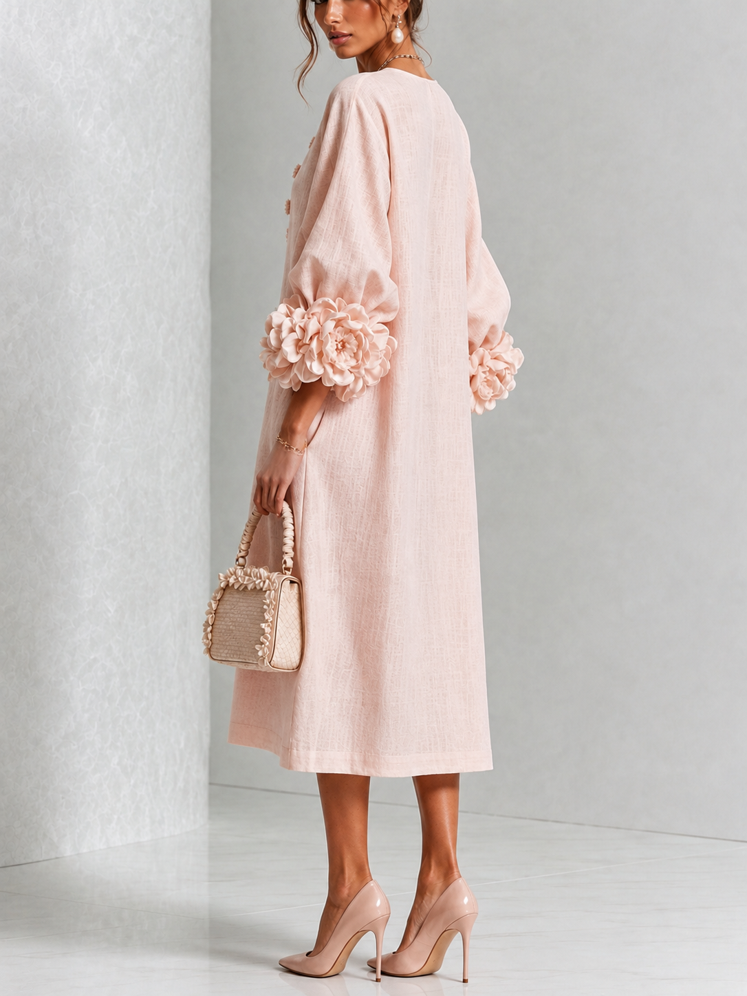 Rosetta | Floral-cuff buttoned midi dress 2