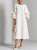 Aria | Floral-cuff buttoned midi dress 1