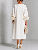 Aria | Floral-cuff buttoned midi dress 3