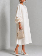 Aria | Floral-cuff buttoned midi dress 2