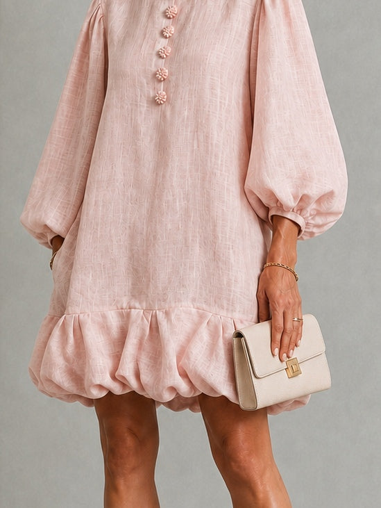 Rosalyn | Floral-button puff-sleeve mini dress 5