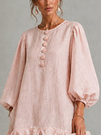 Rosalyn | Floral-button puff-sleeve mini dress 4
