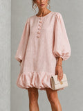 Rosalyn | Floral-button puff-sleeve mini dress 1