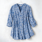 Delia | Floral pleated V-neck button notch shirt 4
