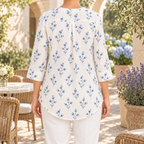 Mila | Floral print layered blouse blue 3/4 sleeve 3
