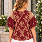 Amalia | Baroque scroll pleated layered blouse 3