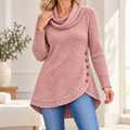Michelle | Textured knit cowl neck asymmetrical tunic 1