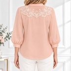 Elsa | Lace tie neck blouse three quarter sleeve 3