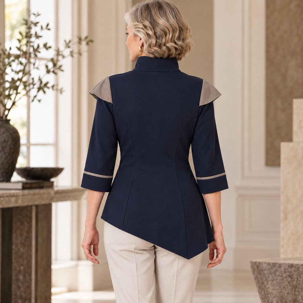 Florence | Navy colourblock asymmetrical tunic 3