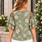 Annette | Botanical floral pleated layered blouse 3