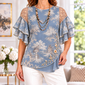 Alice | Toile print pleated layered blouse 1