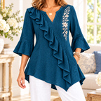 Bonnie | Ruffle embroidered V-neck tunic 1