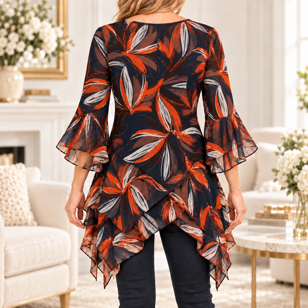 Heidi | Abstract floral leaf print tunic 3