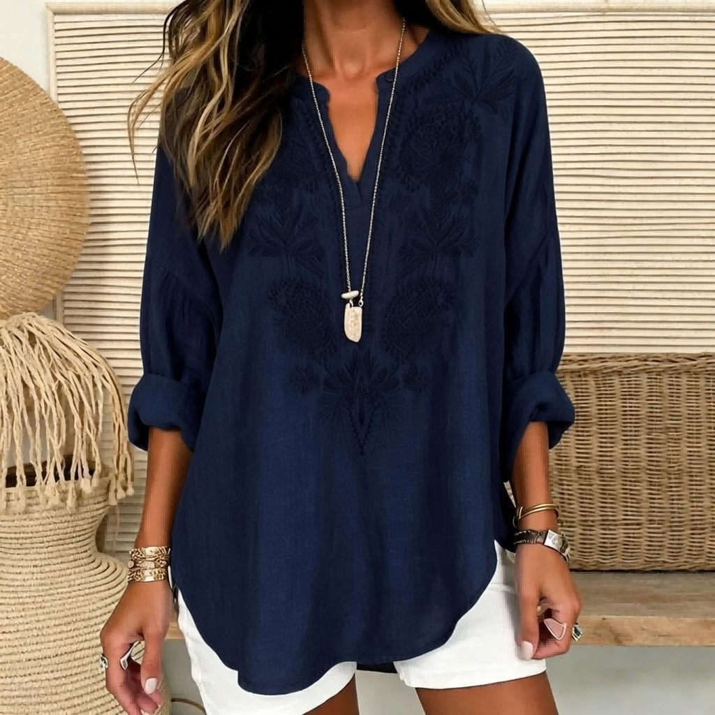 Judith | Embroidered split V-neck tunic 5