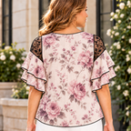 Brenda | Vintage floral pleated layered blouse 3