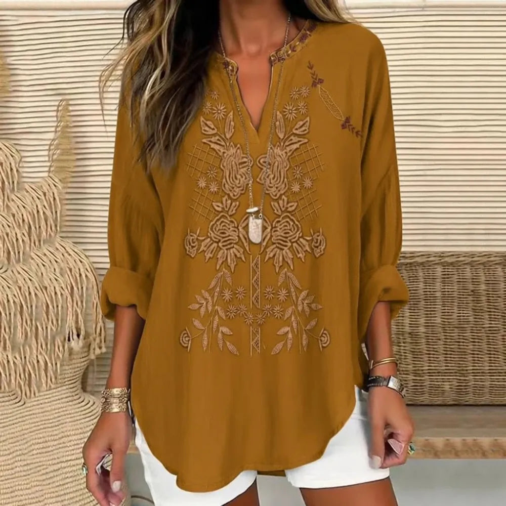 Irene | Embroidered V-neck blouse for mature women 5