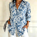 Jasmine | Blue floral porcelain print shirt 1