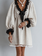 Anneliese | Ruffle-trim puff sleeve mini dress 1