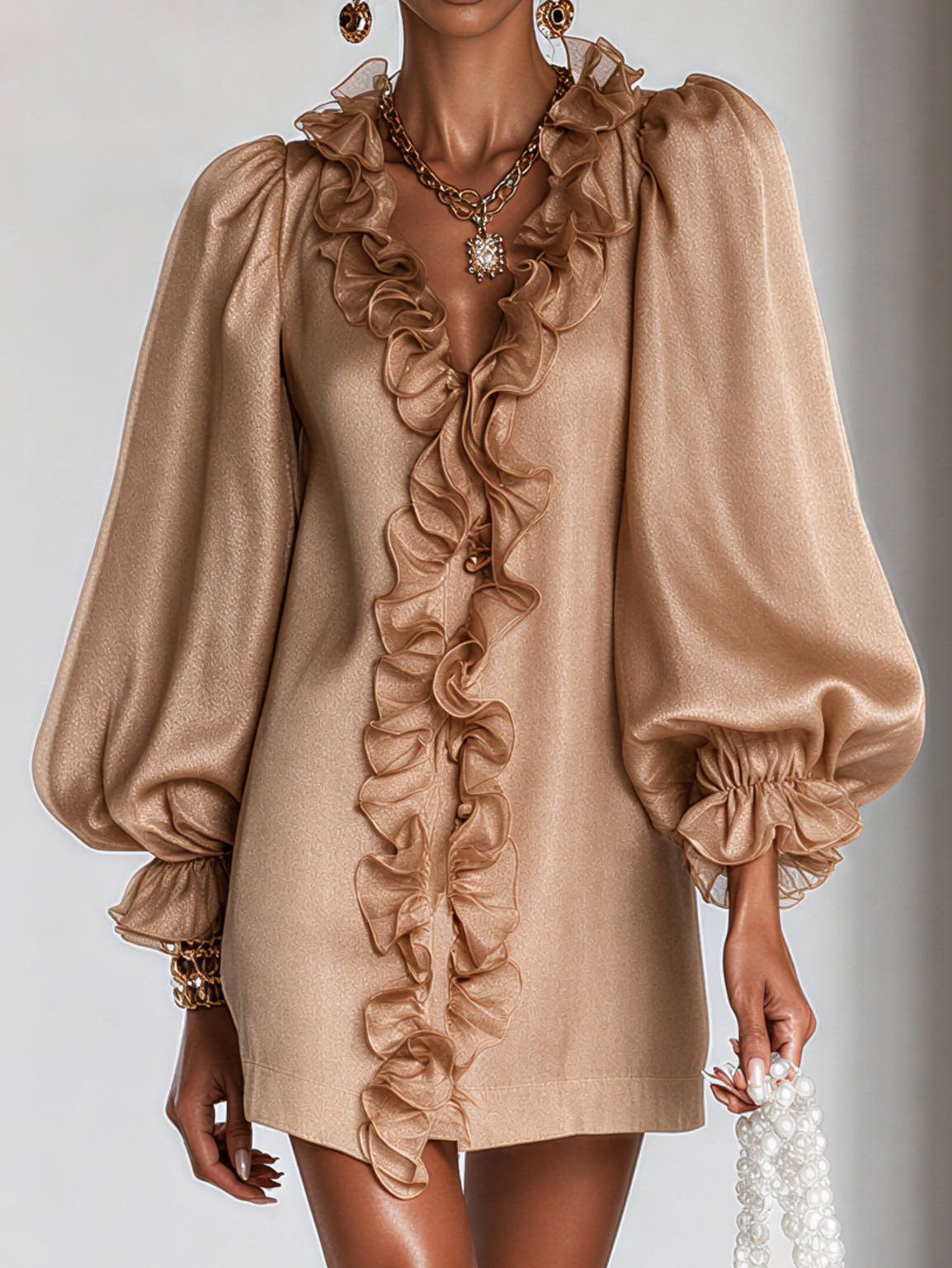 Ottilie | Ruffled puff-sleeve mini dress 4